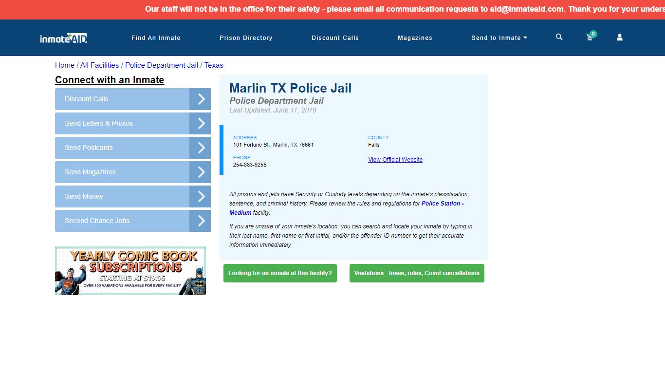 Marlin TX Police Jail & Inmate Search - Marlin, TX