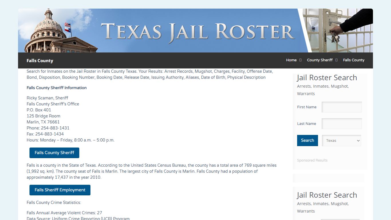 Falls County | Jail Roster Search