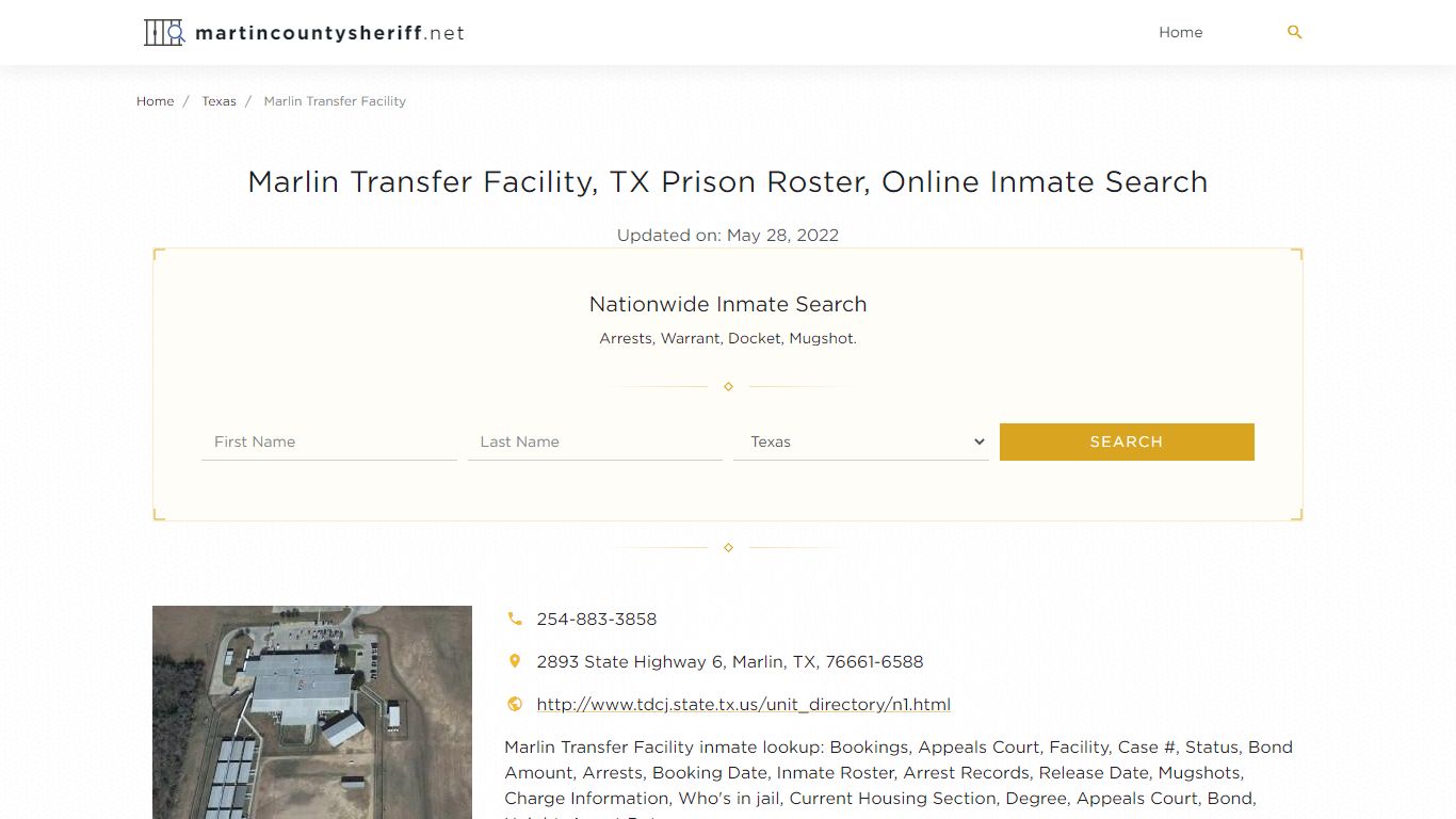 Marlin Transfer Facility, TX Prison Roster, Online Inmate ...